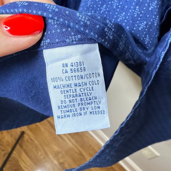 Polo Ralph Lauren Men's XXL Slim Fit Cotton Blue All-Over Print Button Up Shirt - Picture 7 of 7